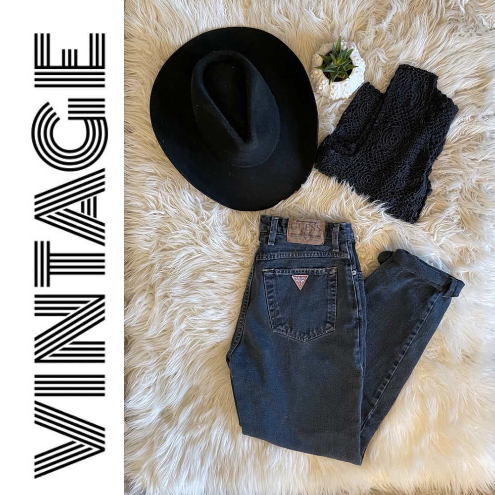 Vintage GUESS faded black/charcoal denim jeans, made in Canada 🇨🇦 , size 32